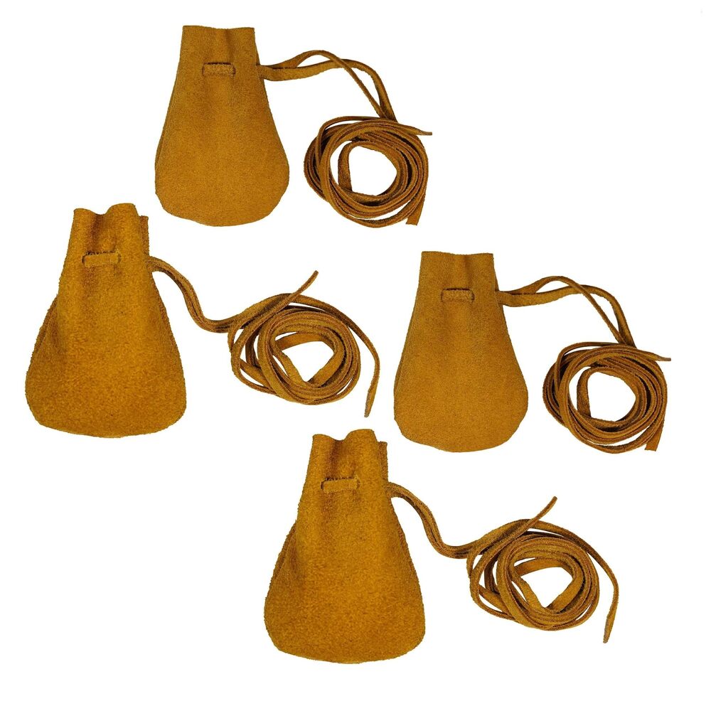 4623 Trinket Bags, Drawstring Medicine Bag Suede Leather Pouches Viking